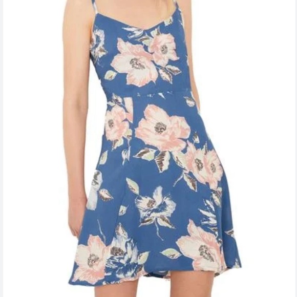 Blue Floral French Connection Mini Dress - Picture 1 of 4